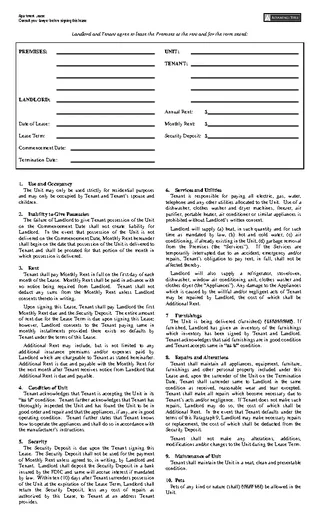 New York Apartment Lease Agreement Form