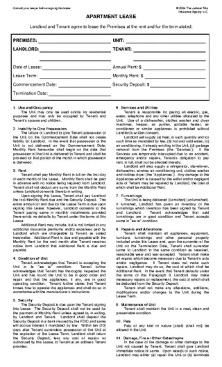 New York Apartment Residential Lease Agreement Form