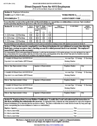 Forms New York Direct Deposit Form 1