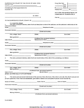 New York Guardianship Form 1