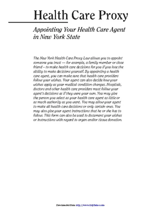 New York Health Care Proxy Form