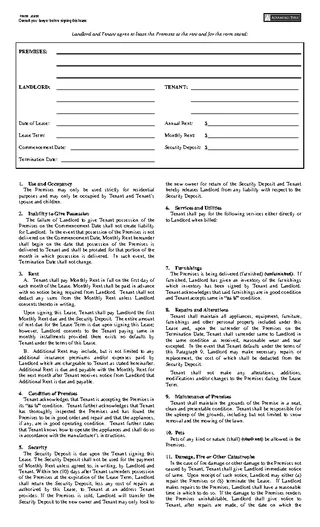 New York House Lease Agreement Form