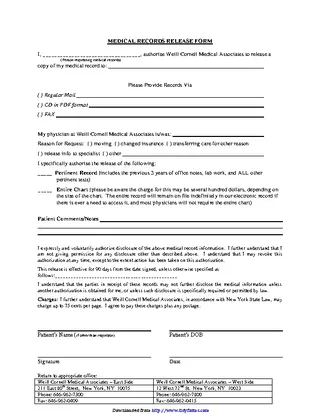 Forms New York Medical Records Release Form 1
