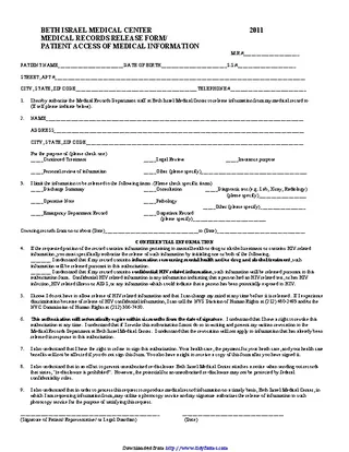 Forms New York Medical Records Release Form 2