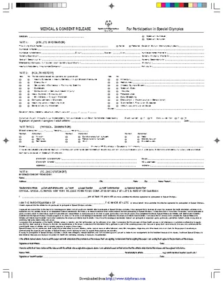 Forms New York Medical Release Form For Participation In Special Olympics
