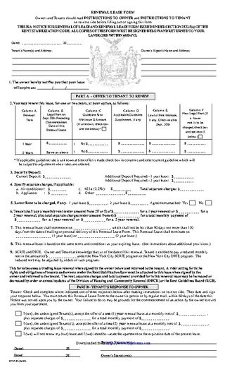 New York Renewal Lease Form