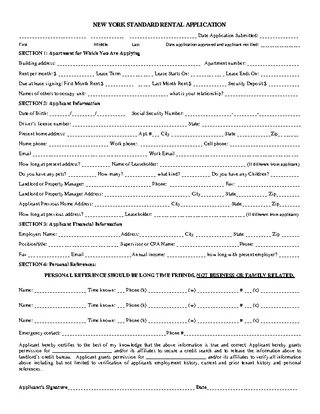 New York Rental Application Form