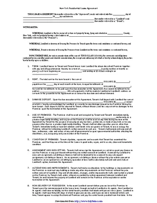 New York Residential Lease Agreement Form