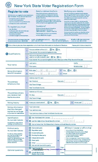 Forms New York State Voter Registration Form