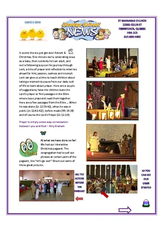 Newsletter Of Easter Lutheran Church
