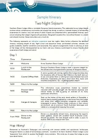 Forms Night Sample Itinerary Template