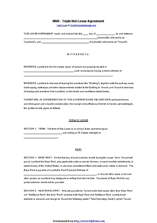 Nnn Triple Net Lease Agreement