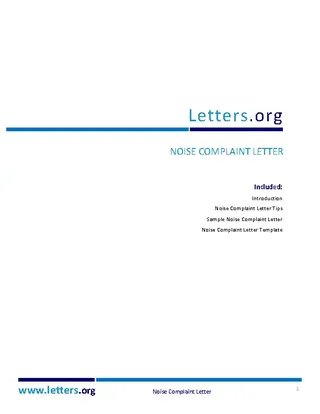 Noise Complaint Letter