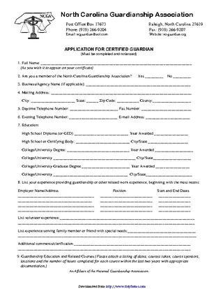 North Carolina Guardianship Form