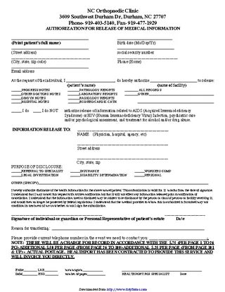 Forms North Carolina Medical Records Release Form 3