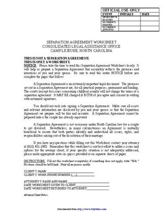Forms North Carolina Separation Agreement Template