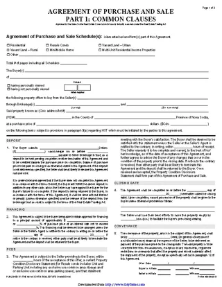 Nova Scotia Agreement Of Purchase And Sale Form