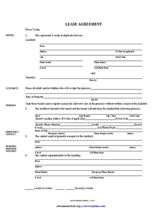 Nova Scotia Lease Agreement