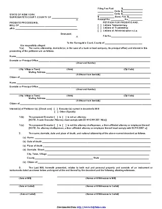 Ny Petition For Probate