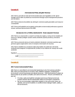 Forms Office Environmental Policy Template