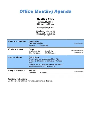 Office Meeting Agenda Template