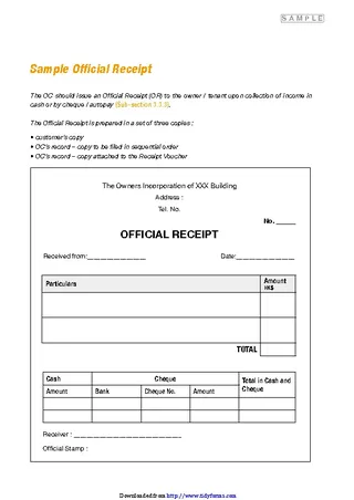 Forms Official Receipt Form