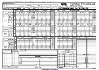 Official Volleyball Scoresheet