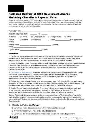 Offshore Marketing Checklist Approval Form
