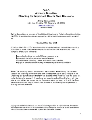 Forms Ohio Advance Health Care Directive Form