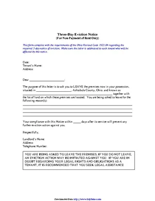 Forms Ohio Eviction Notice Template