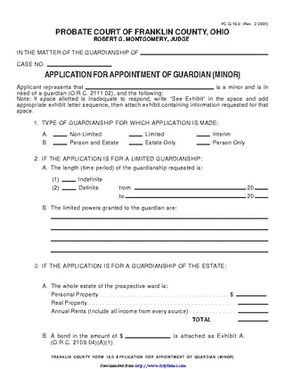 Forms Ohio Guardianship Form 1