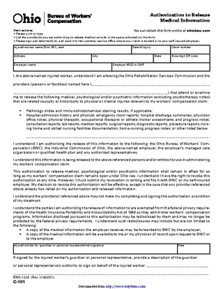 Ohio Medical Records Release Form 1