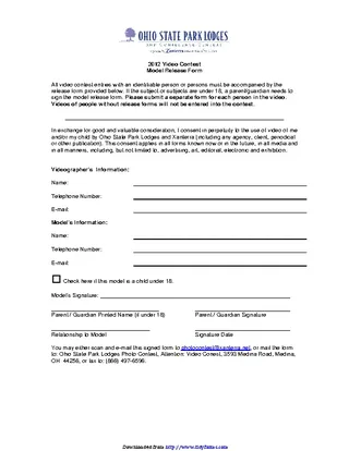 Forms Ohio Model Release Form 1