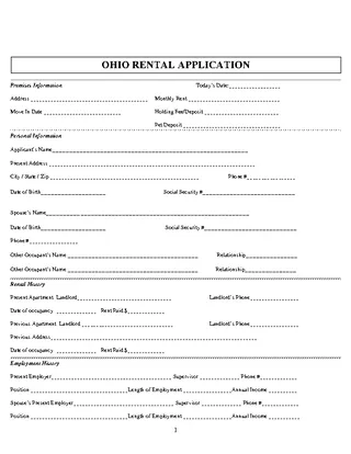 Forms Ohio Rental Application Form