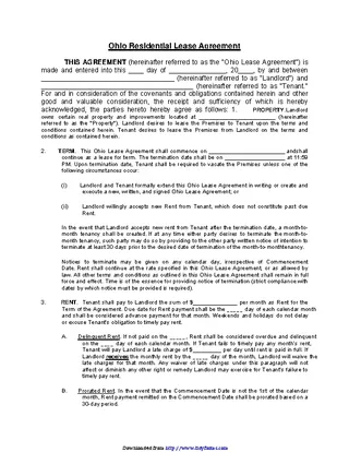 Ohio Residential Lease Agreement Template