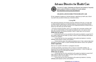 Oklahoma Advance Directive For Health Care