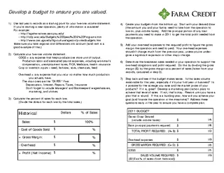 One Page Marketing Financial Plan