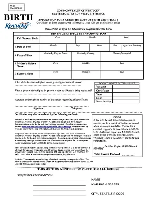 Forms Online Birth Certificate Information Template