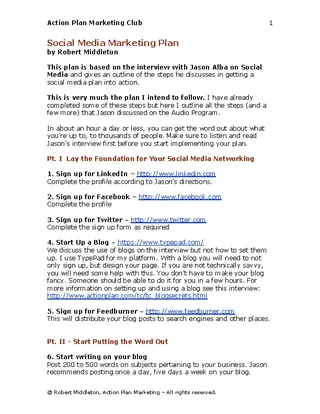 Forms Online Social Media Marketing Plan