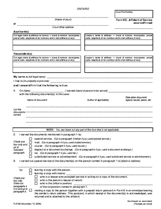 Ontario Affidavit Of Service Form