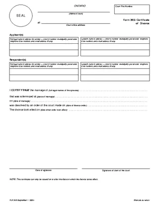 Forms Ontario Certificate Of Divorce Form