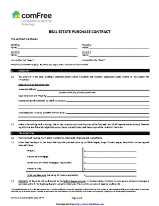 Ontario Real Estate Purchase Contract Form