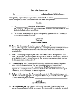 Forms Operating Agreement Template