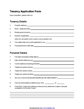 Oregon Rental Application