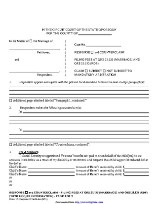 Forms Oregon Response With Children Form