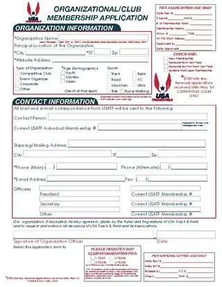 Forms Organizational Club Membership Application Sample Download