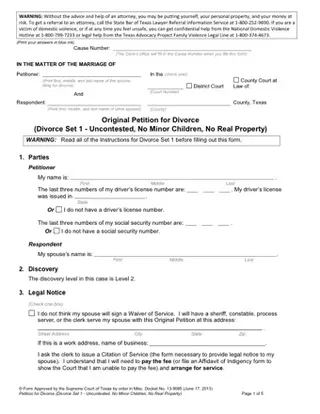 Forms Original Petition for Divorce PDF