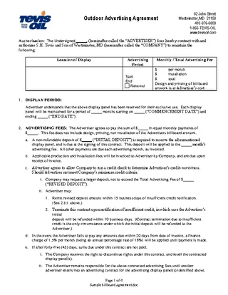 Outdoor Advertising Contract Template