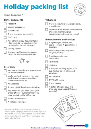 Forms Packing Checklist 5