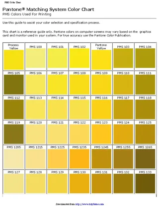 Forms Pantone Matching System Color Chart
